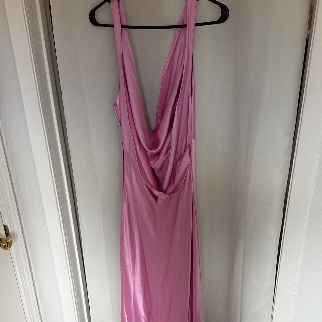 Michael Lo Sordo Silk Drape Front Maxi Dress Pink Us 8 Formal Wedding Guest — image 7 of 8